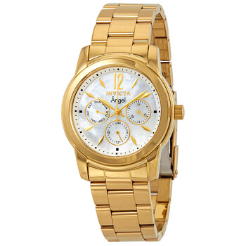Angel Multi-Function White Dial Gold-plated Ladies Watch 0465