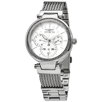 Angel Quartz Crystal Silver Dial Ladies Watch 28915