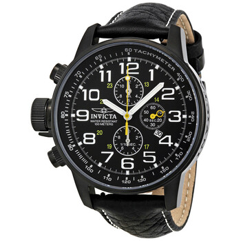 Lefty Chronograph Black Dial Black Leather Men's Lefty Watch 3332