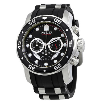 Men Pro Diver Ocean Master Chronograph Black Dial Black Rubber Watch 6977
