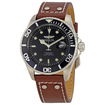 Pro Diver Black Dial Brown Leather Men's Watch 22069