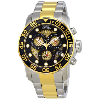 Pro Diver Chronograph Black and Gold Dial Men's Watch 19839 Pro Diver Chronograph Black and Gold Dial Men's Watch 19839