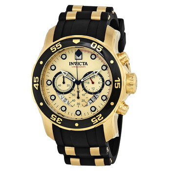 invicta men's 6981 pro diver analog swiss chronograph black polyurethane watch