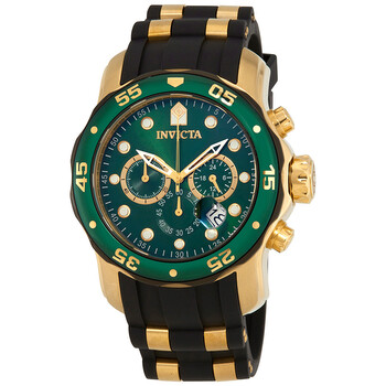 Pro Diver Chronograph Green Dial Black Polyurethane Men's Watch 17886