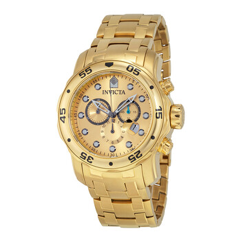 Scuba Pro Diver Chronograph Gold Dial Gold-tone Men's Watch 0074