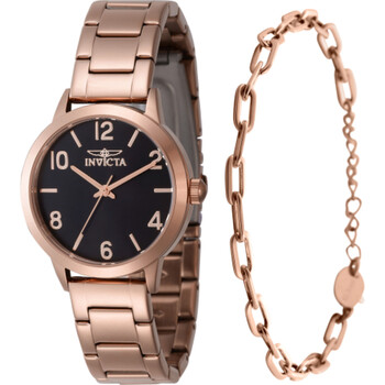 Wildflower Quartz Black Dial Ladies Watch 47272 With Bracelet