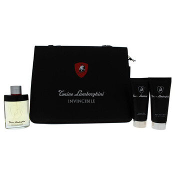 Invincibile by Tonino Lamborghini for Men - 4 Pc Gift Set 4.2oz EDT Spray, 5oz After Shave Balm, 5oz Shower Gel, Leather Briefcase