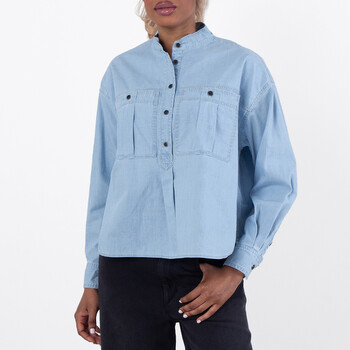 Vero Half-Button Denim Top PHT0601FAC1I01E-LIGHT BLUE