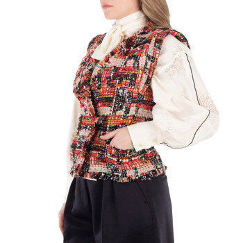 Ladies Pink Djiroy Wool Tweed Vest