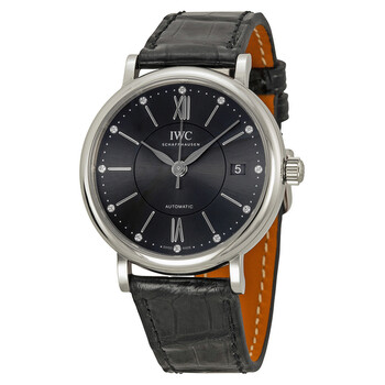 IWC Portofino Automatic Black Dial Black Leather Men's Watch 3565