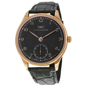 IWC Portuguese Ardoise Dial 18kt Rose Gold Black Leather Men's