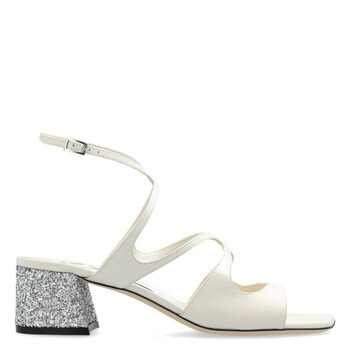 Jimmy Choo Azilia 45 Silver Metallic Sandals, Brand Size 37 ( US