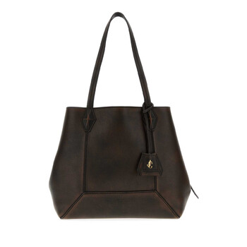 Dark Brown Leather Diamond Shopping Bag