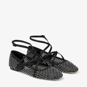 Womens Astoria Black Crystal Ballet Flats
