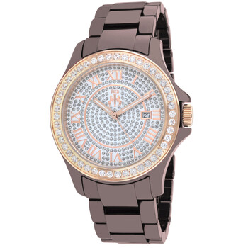 Ceramic Crystal Pave Dial Ladies Maroon Watch JV9416