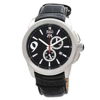 Gliese Black Dial Black Leather Men's Watch JV1517