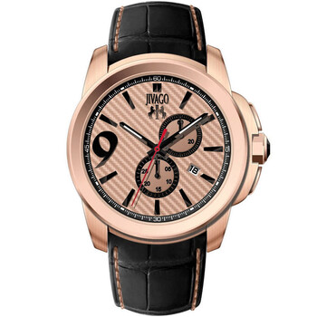 Gliese Rose Gold Dial Black Leather Men's Watch JV1515