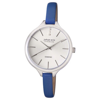 Johan Eric Herlev Slim Rose Gold-tone Case White Leather Diamond