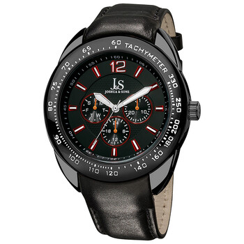 Black Dial Black Leather Men's Watch JS-45-BK Black Dial Black Leather Men's Watch JS-45-BK