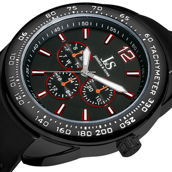 Black Dial Black Leather Men's Watch JS-45-BK Black Dial Black Leather Men's Watch JS-45-BK