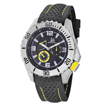 Multi-Function Black and Yellow Silicone Strap Men's Watch JS53YL