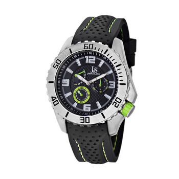 Multi-Function Black Dial Black Silicone Strap Men's Watch JS53GN