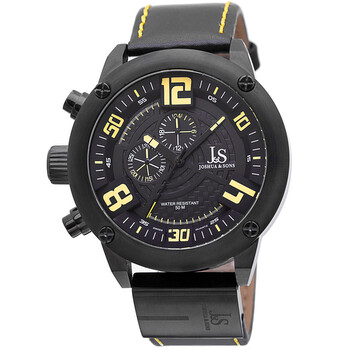 Joshua & Sons Multifunction Black Dial Black Leather Men's Watch JS70YL Joshua & Sons Multifunction Black Dial Black Leather Men's Watch JS70YL