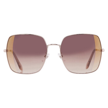Brown Gradient Mirror Gold Square Ladies Sunglasses SJC031 F86G 60