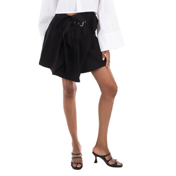 Asymmetric Draped Wool Mid-Rise Mini Skirt