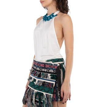 Ladies Off White Chain-Link Halterneck Top