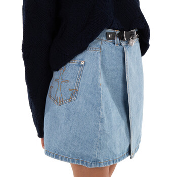 Padlock Strap Mini Denim Skirt