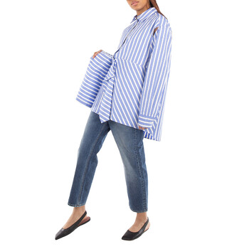 Peplum Drape Striped Shirt