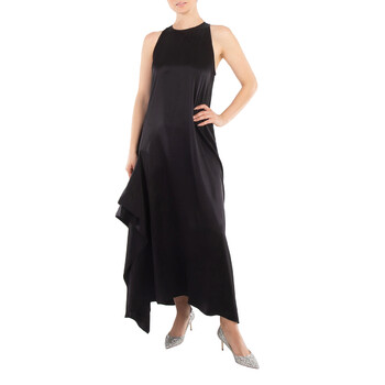Balenciaga Ladies Black Draped Asymmetric Dress, Brand Size