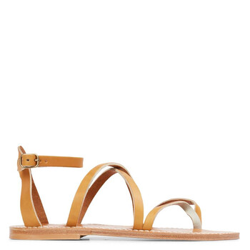 K Jacques Ladies Epicure Pul Noir Flat Leather Sandals