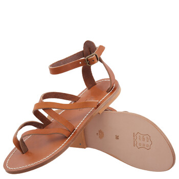 Ladies Brown Epicure Flat Leather Sandals