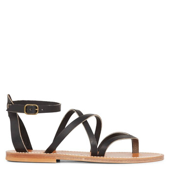 K Jacques Ladies Brown Caravelle Flat Leather Sandals, Brand