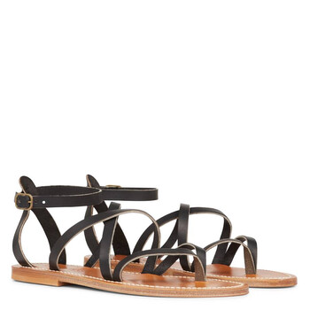 Ladies Epicure Pul Noir Flat Leather Sandals
