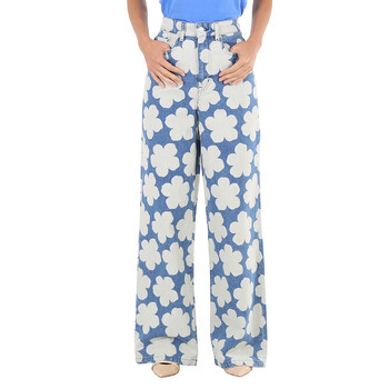 Ladies Blue Ayame Wide Leg Fit Jeans