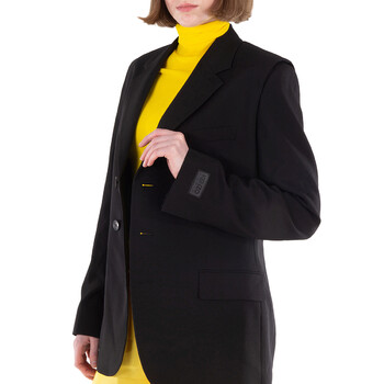 Logo-Patch Wool Jacket, Brand Size 38, (US Size 6)