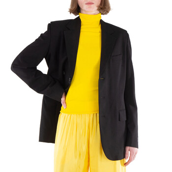 Logo-Patch Wool Jacket, Brand Size 38, (US Size 6)