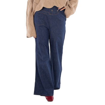 Stella McCartney Tiger-Print Wide-Leg Cotton Jeans, Size 26