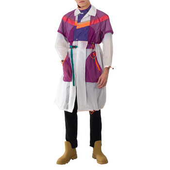 Men's White Layered Cape Style Coat, Brand Size 1 (Small) Men's White Layered Cape Style Coat, Brand Size 1 (Small)