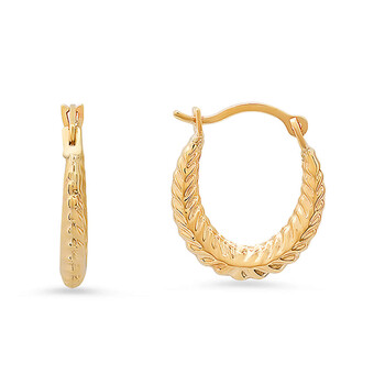 10k Yellow Gold Floral U Shaped 15mm Huggy Hoop Earrings 315-6EH610T 10k Yellow Gold Floral U Shaped 15mm Huggy Hoop Earrings 315-6EH610T
