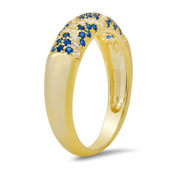 14K Gold Over Silver Pave Sapphire X Band Ring 14K Gold Over Silver Pave Sapphire X Band Ring