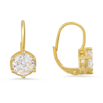 [AMOUR] 14K Yellow Gold ＆ Diamond Lace Leverback Earrings Amour 1/5 CT TW Diamond Lace Leverback Earrings In 14K