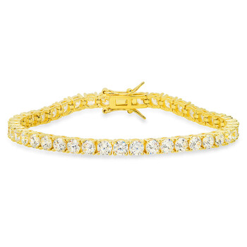 14k Gold Over Silver Round-cut Cubic Zirconia CZ Tennis Bracelet - 7.25" 14k Gold Over Silver Round-cut Cubic Zirconia CZ Tennis Bracelet - 7.25"