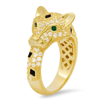 Gold Over Silver Cubic Zirconia CZ Panther Ring 04-002Y-DSR Gold Over Silver Cubic Zirconia CZ Panther Ring 04-002Y-DSR