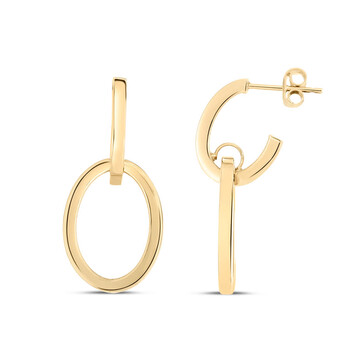 Ladies 14K Gold Interlocking Drop Earrings