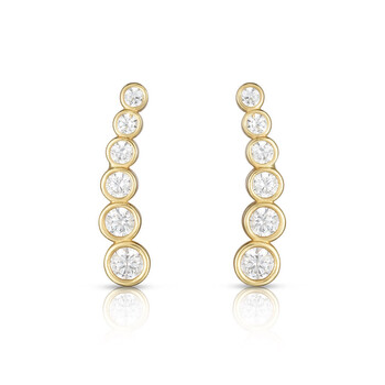 Ladies 14K Gold Petite Bezel-set CZ Ear Climber Earrings Ladies 14K Gold Petite Bezel-set CZ Ear Climber Earrings