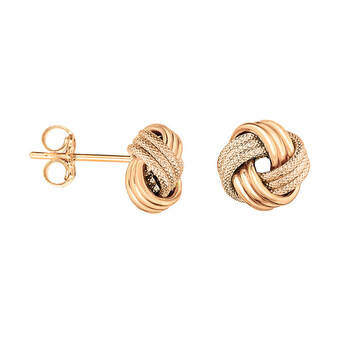Ladies 14K Rose Gold Diamond-cut Love Knot Stud Earrings Ladies 14K Rose Gold Diamond-cut Love Knot Stud Earrings